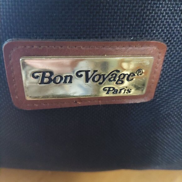 Vintage Bon Voyage Paris Carry On Trave Bag- Black with Brown Trim - Picture 5 of 10